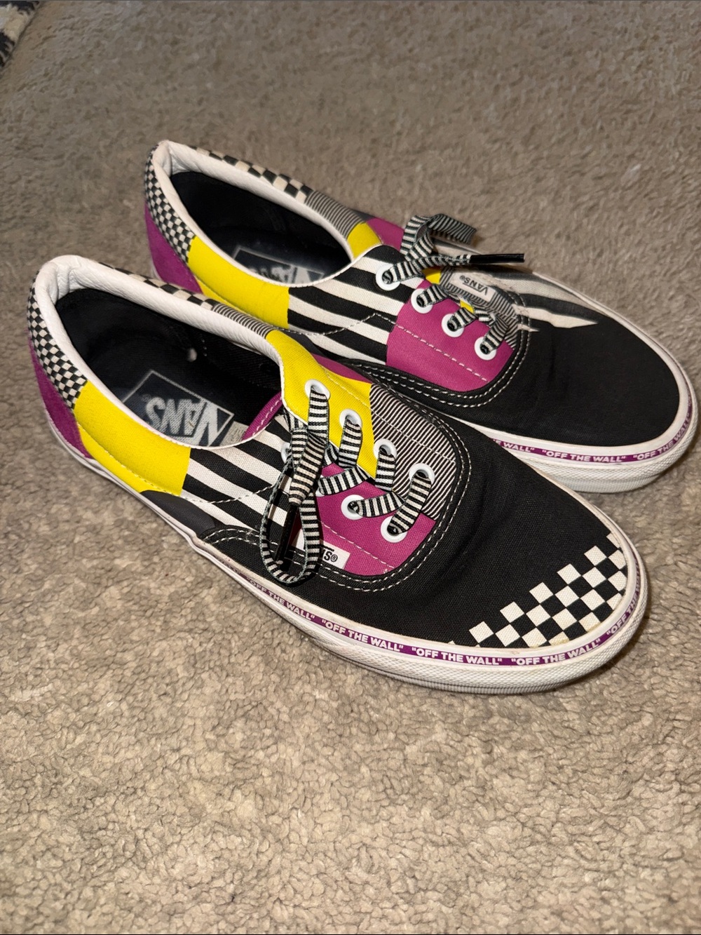 Vans Women’s Low-Top Sneakers in Black, Pink & Yellow Colorblock